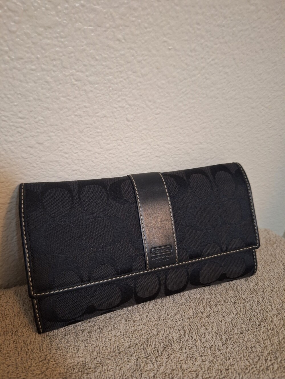 Coach Black Signature Canvas Continental Clutch Wallet